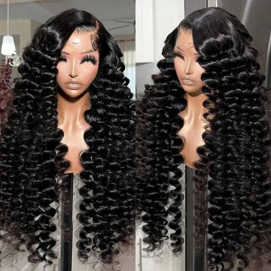 200 250 Density Water Wave 13x4 13x6 Hd Transparent Lace Front Wigs For Women Deep Wave Lace Frontal Wigs Curly Human Hair Wigs