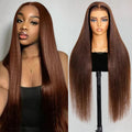 13x6 Straight Chocolate Brown Hd Lace Front Wig Human Hair Chocolate Brown 220 Density Human Hair Frontal Lace Wigs For Women