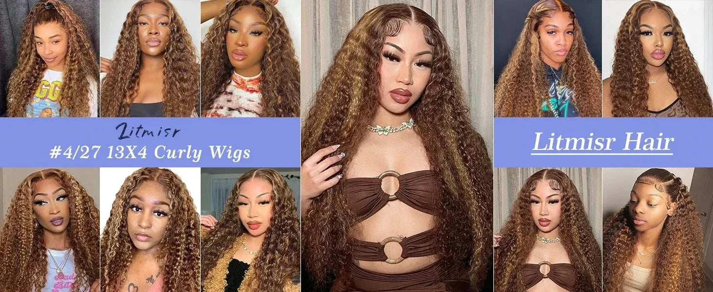 250% Highlight Deep Wave 13x6 Hd Lace Frontal Wig Human Hair Pre Plucked 30 40 Inch Brown Ombre Curly Water Wave human hair wigs