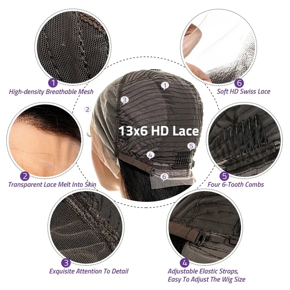 30 36 Inches Chocolate Brown Lace Front Human Hair Wig Pre Plucked Dark Brown Bone Straight 13x4 13x6 HD Lace Frontal Wigs