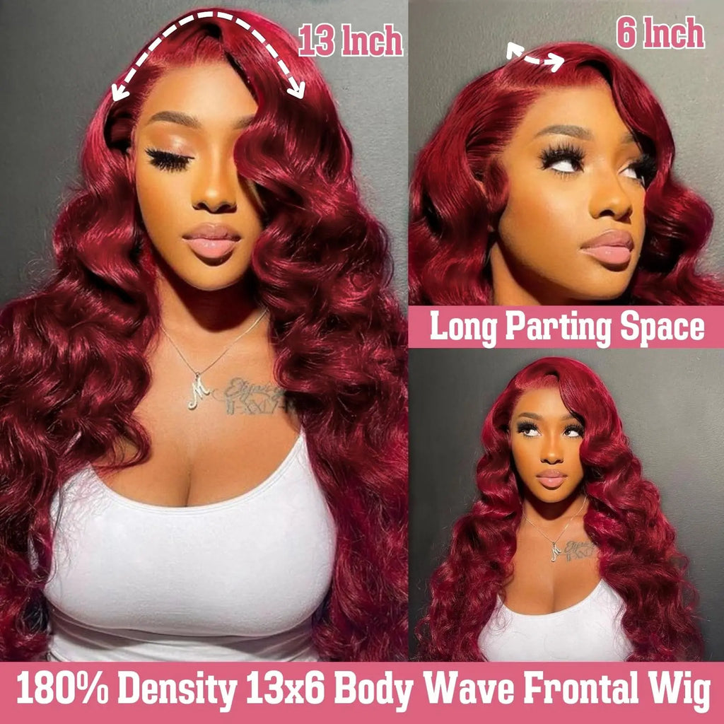 Burgundy 13x6 Hd Lace Frontal Human Hair Wig 220 Density Brazilian 13x4 Lace Front Wig 99j Body Wave Human Hair Wigs For Women
